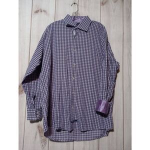 English Laundry Shirt Men's 17.5 Purple Button‎ Front Long Sleeve